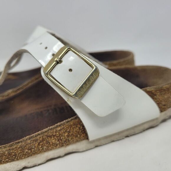 Birkenstock Sandals Womens EU36 US5 Gizeh White Birko-Flor Patent Slides - Picture 12 of 12